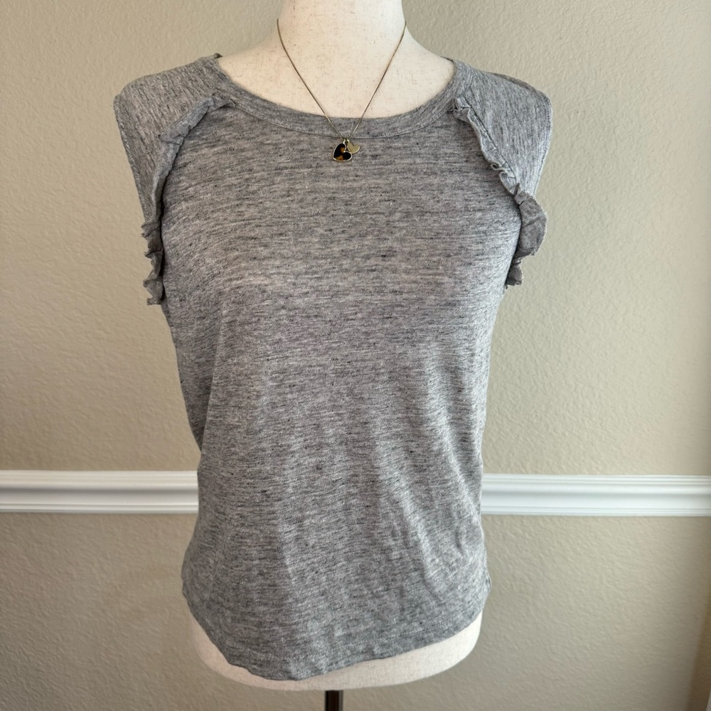 Chaser Brand Gray Ruffle Sleeve Women's Top Size Small NWT